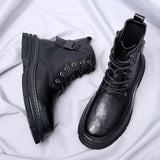 Autumn And Winter Cowhide Casual Men's Boots Thick Bottom Round Toe Warm BadAssWear.fi