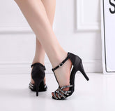 Midnight Star Rhinestone Silk Dance Heels