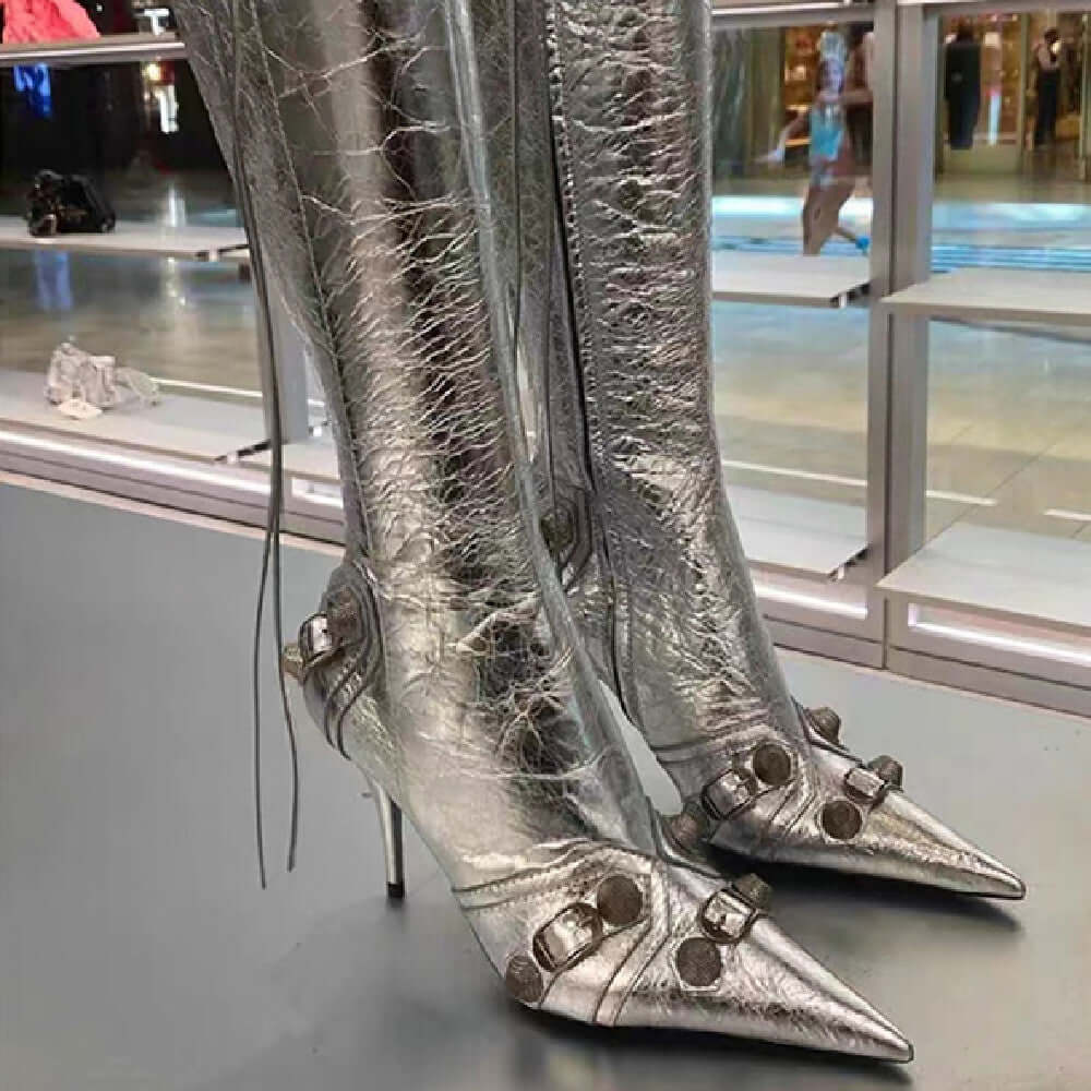 Rivet Pin Buckle Large Boots High Heels BadAssWear.fi