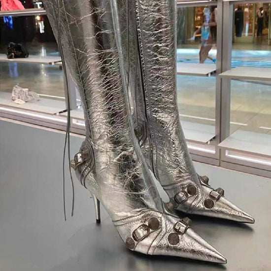 Rivet Pin Buckle Large Boots High Heels BadAssWear.fi