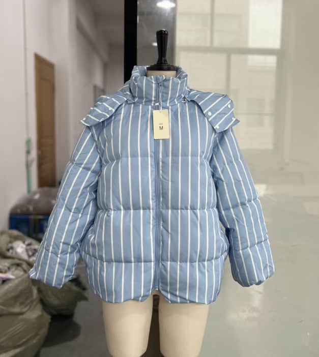 Warm Stand Collar Striped Hooded Cotton Coat Jacket BadAssWear.fi