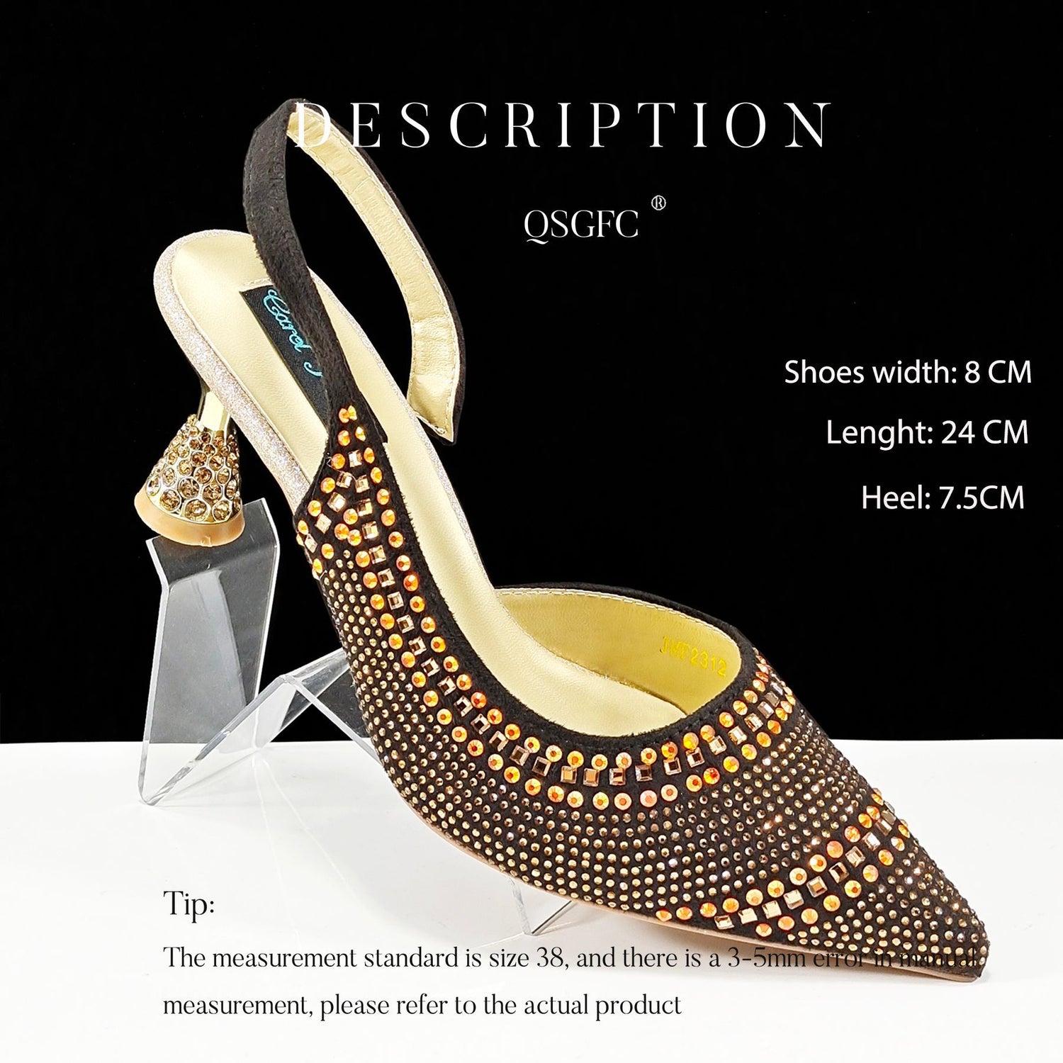 Fashion Simple Pointed Striped Hot Drilling Women Low-cut High Heels BadAssWear.fi
