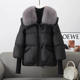 Down Cotton-padded Jacket Women's Short Fur Collar Thickened Coat Winter Clothing BadAssWear.fi