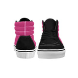 Zapatillas de skate de caña alta para mujer, color negro y rosa