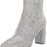 Rhinestone Pointed Toe Fashion Ankle Boots BadAssWear.fi