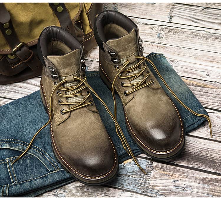 Winter Leather Martin Boots Men's Shoes High Top British BadAssWear.fi