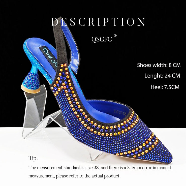 Fashion Simple Pointed Striped Hot Drilling Women Low-cut High Heels BadAssWear.fi