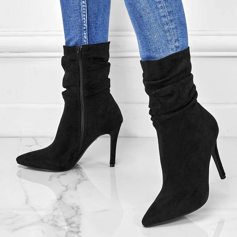 Pointed Toe Stiletto Heel Ankle Boots For Women Side Zipper Shoes BadAssWear.fi
