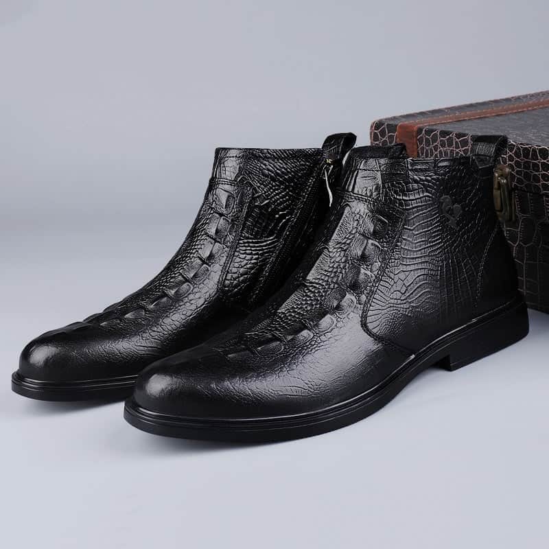 Men's Shoes Winter High-top Leather Shoes Fleece-lined Warm BadAssWear.fi