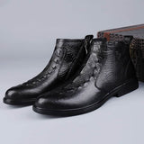 Men's Shoes Winter High-top Leather Shoes Fleece-lined Warm BadAssWear.fi