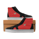 Zapatillas de skate de caña alta para mujer, color negro y rojo