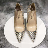 Golden Checkerboard Heels for Confident Women