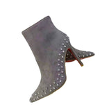 Suede Pointed Toe Gray Rivets Women's Boots Stiletto Heel Boots Side Zipper British Style Martin Boots BadAssWear.fi