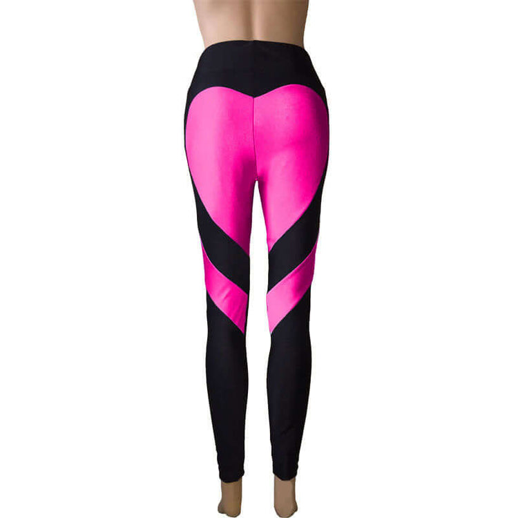 Butt-lifting Heart-patterned Patchwork Leggings With Excellent Stretch BadAssWear.fi