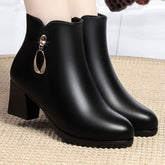 New Side Zipper Mid Heel Boots Women BadAssWear.fi