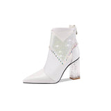 Women's New Leather Mesh Hollow High-heeled Short Sandals BadAssWear.fi
