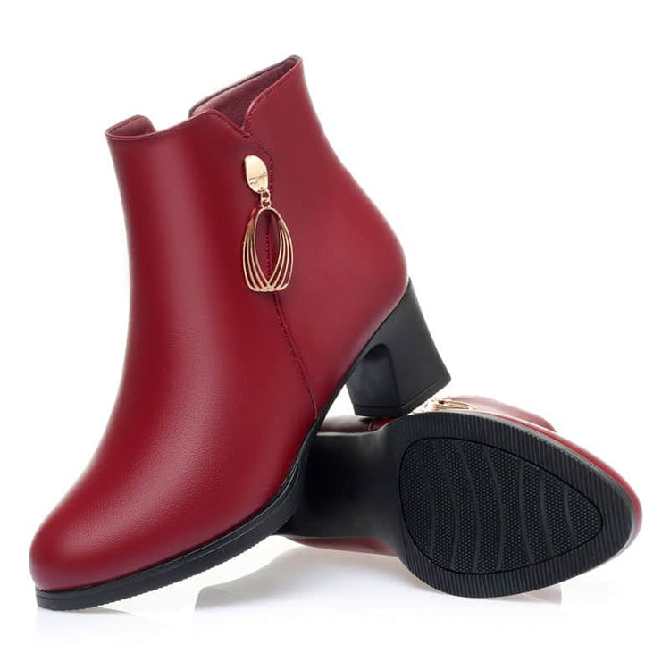 New Side Zipper Mid Heel Boots Women BadAssWear.fi