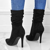 Pointed Toe Stiletto Heel Ankle Boots For Women Side Zipper Shoes BadAssWear.fi