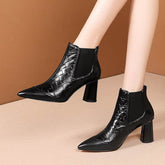 Thick Heel Pointed Toe Short Boots Women Plus Size Fashion BadAssWear.fi