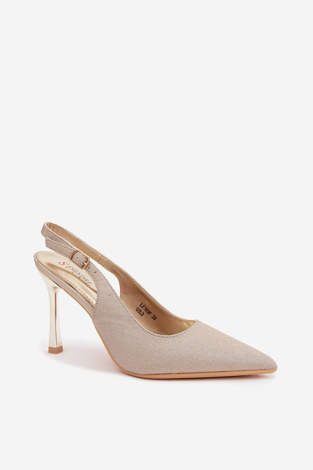 Yellow glitter heels Soleil slingback high heels with a sparkling finish and elegant design.