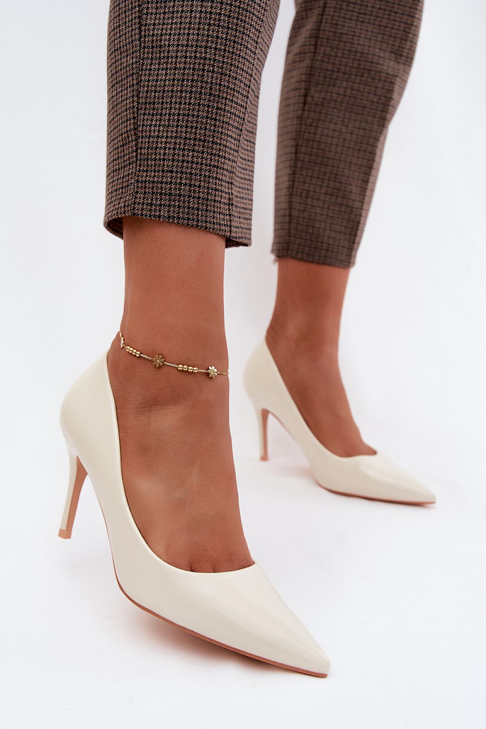 Ivory white patent heels