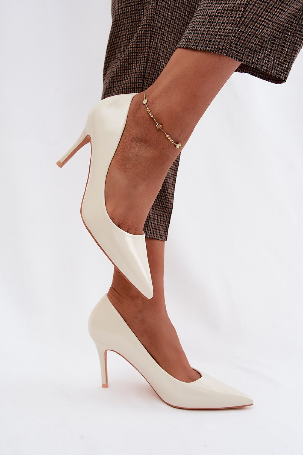 Ivory white patent heels