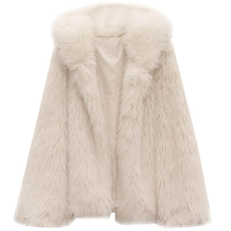 Short Texture Furry Coat Loose Temperament Lapel Cool Long Sleeve Fashion Women BadAssWear.fi