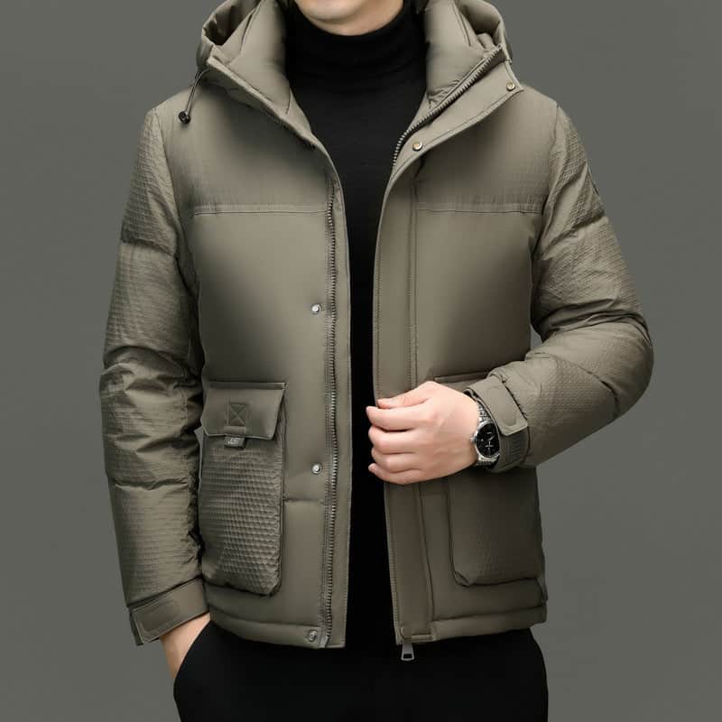 Winter White Duck Down Short Casual Hooded Jacket BadAssWear.fi