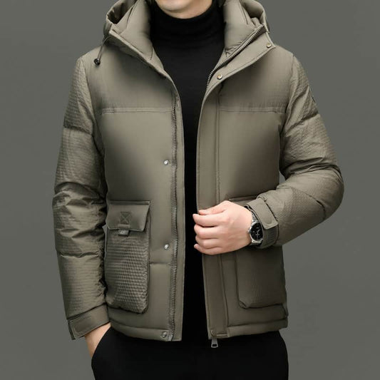 Winter White Duck Down Short Casual Hooded Jacket BadAssWear.fi