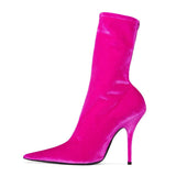 Womens Pointy Toe Elastic Boots, With Colorful , High Heels And Stiletto, Short Socks, New BadAssWear.fi
