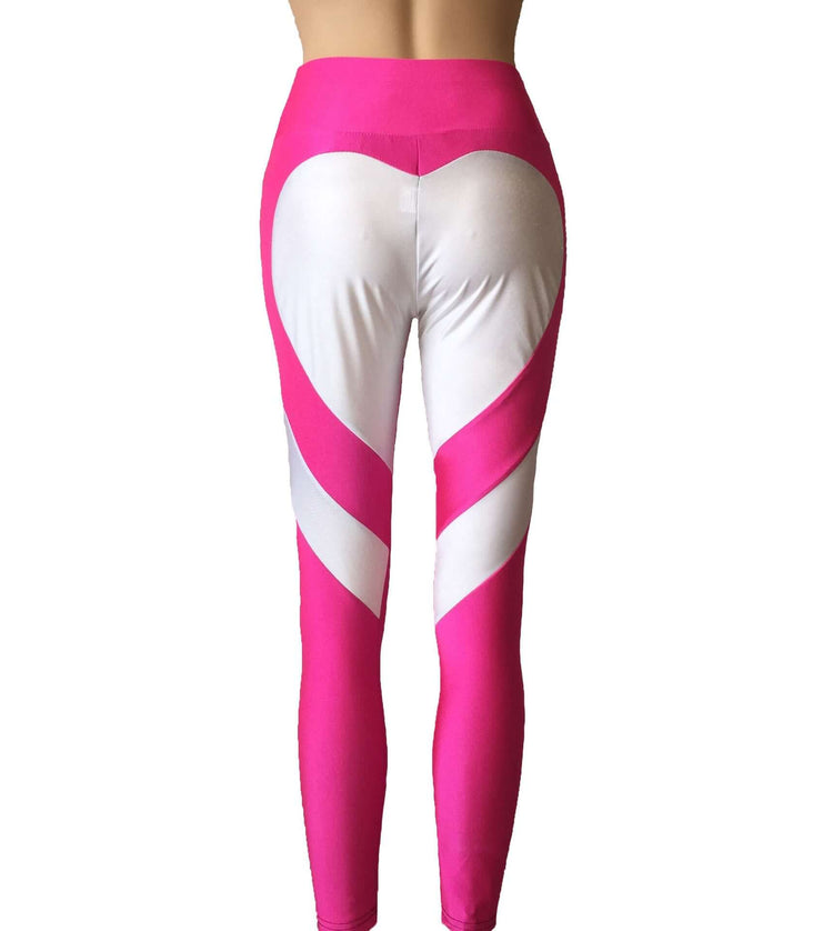 Butt-lifting Heart-patterned Patchwork Leggings With Excellent Stretch BadAssWear.fi