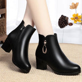 New Side Zipper Mid Heel Boots Women BadAssWear.fi