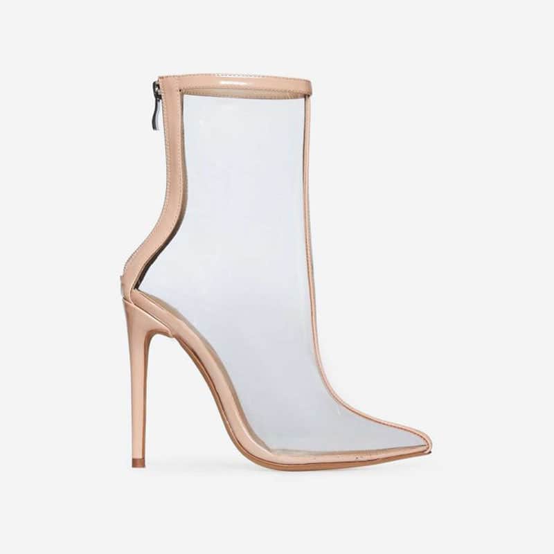 Colorful Transparent Stiletto Heel Back Zip Short Boots For Women BadAssWear.fi