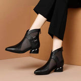 Soft Leather Flat Heel Net Boots Women''s Hollow Flat Bottom Sandals BadAssWear.fi
