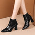Thick Heel Pointed Toe Short Boots Women Plus Size Fashion BadAssWear.fi