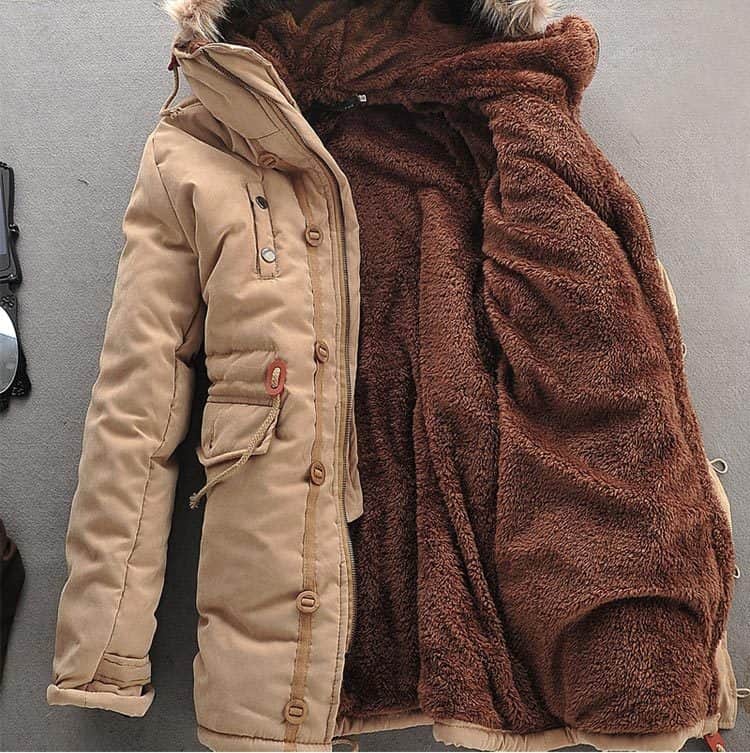 Men Winter Coat Lamb Wool Liner Thick Padded Jacket Men's Cotton Coat BadAssWear.fi