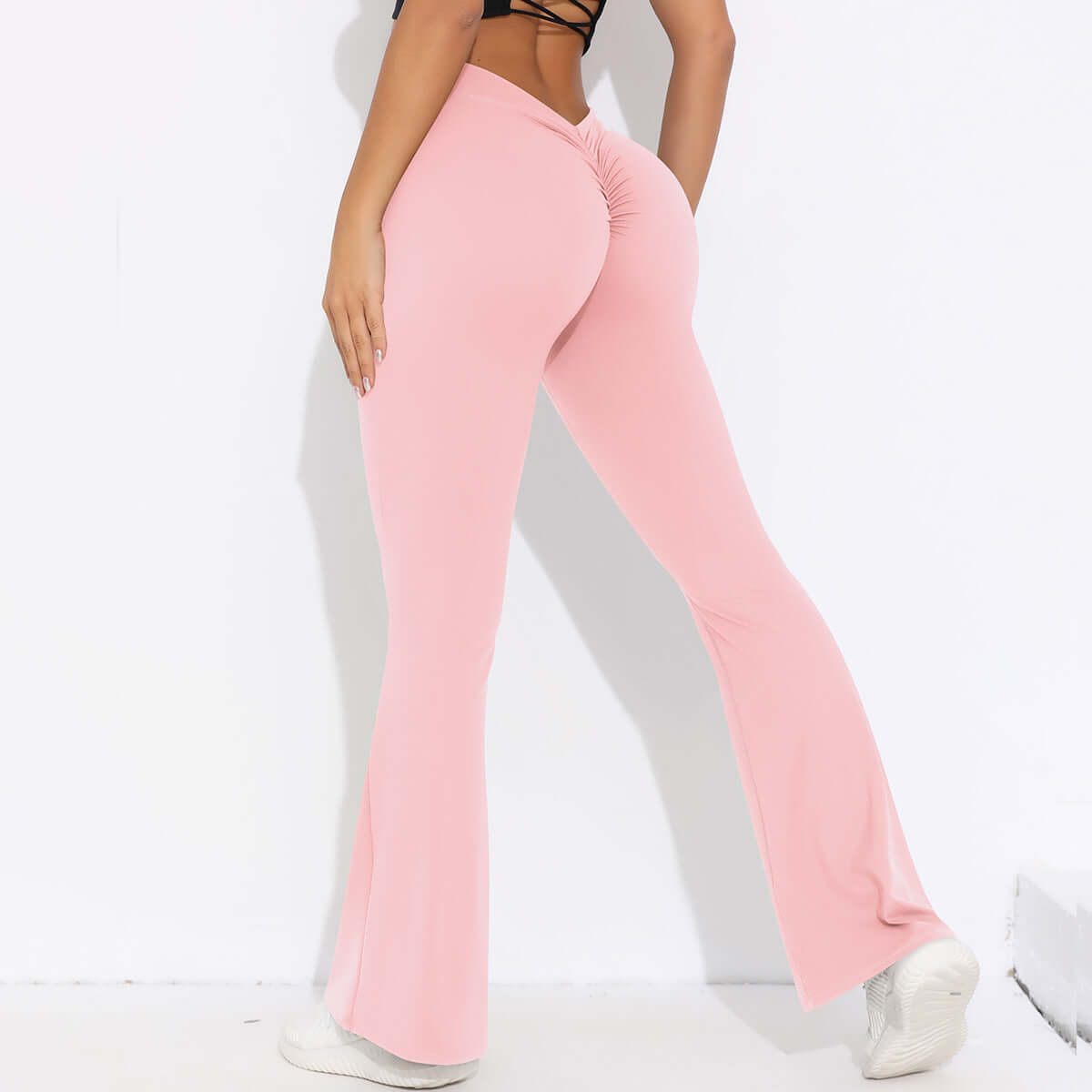 Solid Color Sanding V Waist High Waist Hip Lift Loose Casual Wide-leg Pants BadAssWear.fi