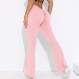 Solid Color Sanding V Waist High Waist Hip Lift Loose Casual Wide-leg Pants BadAssWear.fi