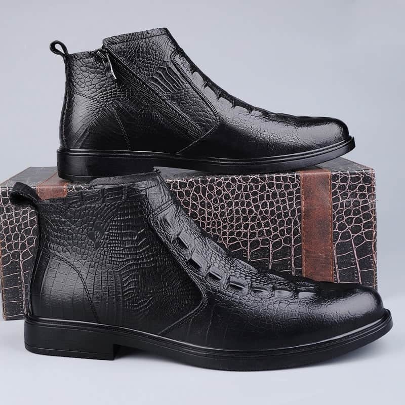 Men's Shoes Winter High-top Leather Shoes Fleece-lined Warm BadAssWear.fi