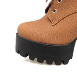 Short Boots Round Toe Leather Boots High Heel Women's Boots BadAssWear.fi