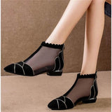 Soft Leather Flat Heel Net Boots Women''s Hollow Flat Bottom Sandals BadAssWear.fi