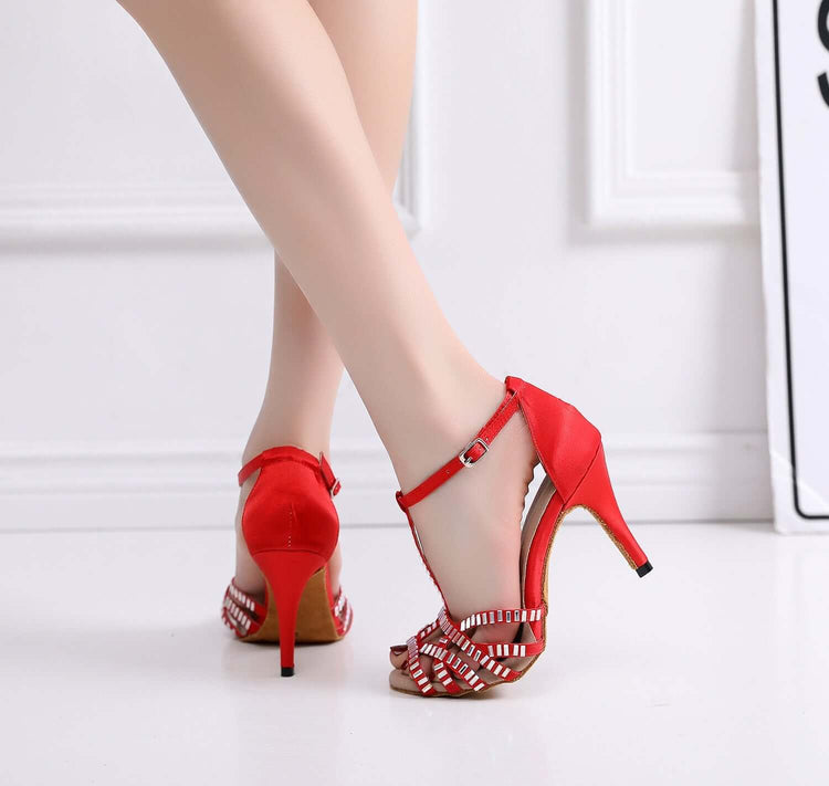 Midnight Star Rhinestone Silk Dance Heels