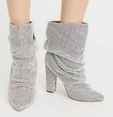 Rhinestone Pointed Toe Fashion Ankle Boots BadAssWear.fi