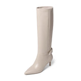 Women's Stiletto Bow High Cowhide Boots BadAssWear.fi